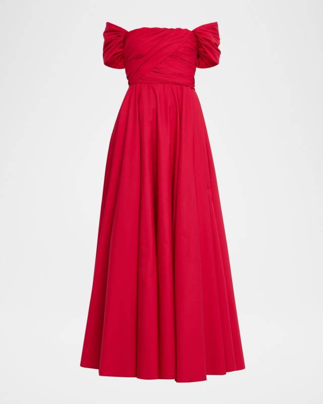Off-The-Shoulder Popeline Maxi Dress